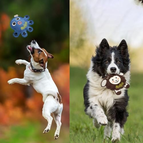 Squeaky Dog Flyers 2-Pack Sheep Octopus Fetch Discs