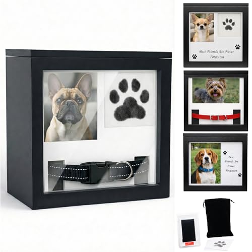 OtterPets Small Dog Urn for Ashes 4 Customizable Displays Ink Paw Print Kit - color: Black Small