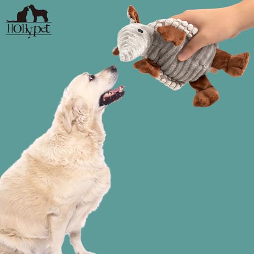 Hollypet Armadillo Squeaky Puppy Dog Toys for Small Medium Dogs, 8" - color: Light Gray, size: 8 IN