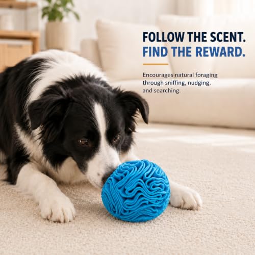 Blue Snuffle Ball for Dogs, Bright Color Slow Feeder Interactive Toy, Mental Enrichment Puzzle Game for Anxiety Relief & Indoor Fun, Machine Washable for Small Medium Large Dogs - color: Blue, size: Medium