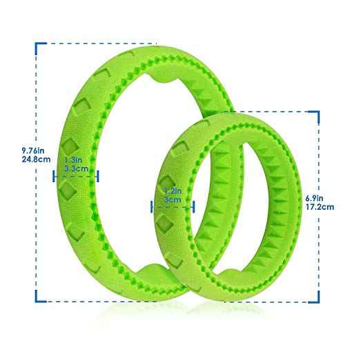Dog Chewing Ring - Soft Rubber Ring Dental Chewing Teething Biting Chasing Training Toy for Small and Medium Dog Puppy - 7", Green - color: Green Ring, size: 7"