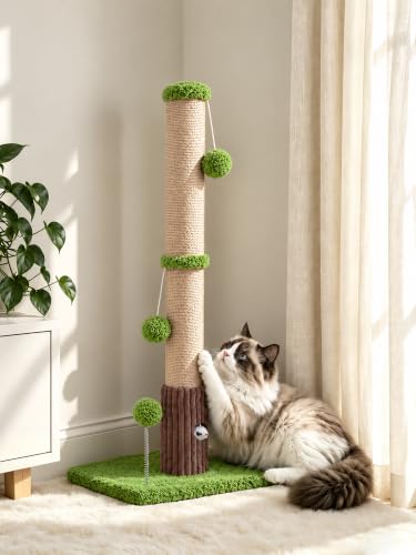 Woochpet Funny Cat Scratching Posts Sturdy Scratcher Posts 33'' Green - color: Green, size: 33‘’