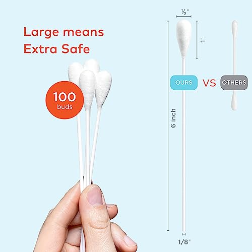 ARCA PET Cotton Swabs for Dogs and Cats - Cat & Dog Ear Cleaner Long Cotton Swab - Extra Large Cotton Head, Cat & Dog Ear Cleaning Kit for Puppies, Multipurpose Pet Cotton Swabs (Extra Large 100 Buds) - size: Extra Large 100 Buds