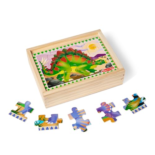Melissa & Doug 4-in-1 Wooden Dinosaur Puzzles, 48-Piece Jigsaw Puzzle Set - style: Dinosaurs