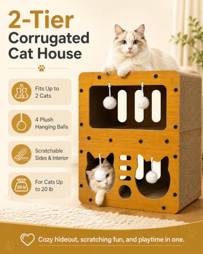 Cardboard Cat Scratcher House for Small Cats and Kittens