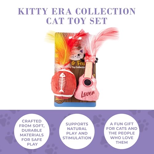 Haute Diggity Kitty Era Tour Guitar + Football Set, Soft Plush Cat Toys - color: Multi - Kitty Guitar + Plush Football Duo
