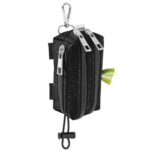 Dog Poop Bag Holder for Leashes and Treat Holder with 3 Waterproof Pouches - color: Midnight