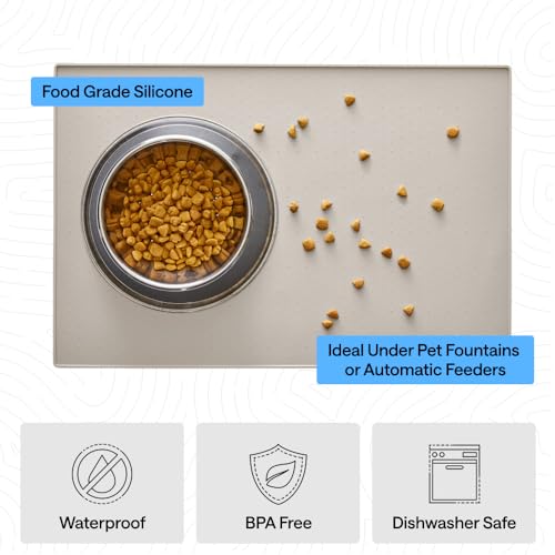 GORILLA GRIP Dog Food Mat, 100% Waterproof Silicone, 32x24 Beige - color: Beige, size: 32"l X 24"w