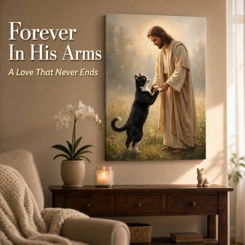 KiKiLuna Personalized Jesus and Pet Memorial Canvas Wall Art - color: Design06