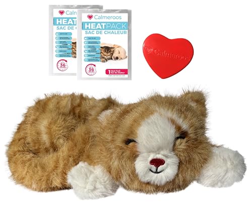Plush Heartbeat Toy - Calming Anxiety Relief Toys for Puppies and Kittens - Heartbeat in a Soft Comforting Pet Plush for Dogs and Cats (Orange Stripe) - color: Orange Stripe