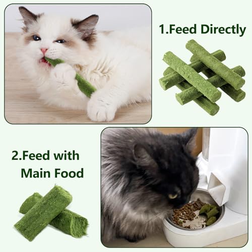 30g Cat Grass Sticks, Cat Grass Treats for Teeth Cleaning Hairball Removal