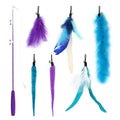 SONGWAY Interactive Cat Feather Toy Set - Retractable Teaser Wand with 6 Pcs Feather Refills with Bell, Cat Wand Toys for Indoor Cats Kittens Play Chase Exercise, Blue - color: Blue