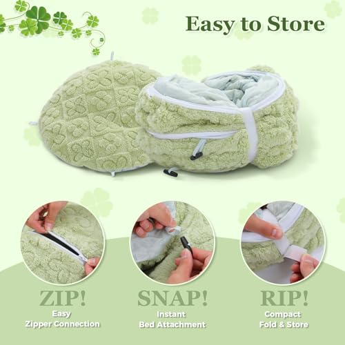 PEQULTI Green Donut Cat Tunnel Bed Washable Plush Mat for Multi Small Pets - color: Green