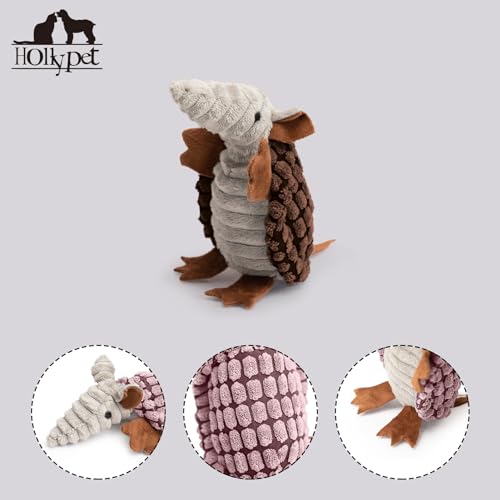 Hollypet Armadillo Squeaky Puppy Dog Toys for Small Medium Dogs, 6" - color: Brown, size: 6 IN