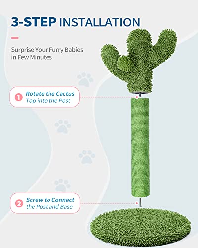 Made4Pets Tall Cactus Cat Scratching Post for Large Indoor Cats, 33.9" - size: Large - 33.9"
