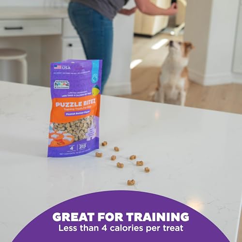 Outward Hound by Nina Ottosson Puzzle Bitez USA Made Dog Treats,Peanut Butter Flavor,Bite-Sized Training Reward and Interactive Puzzle Toy Treats,7.5oz,(Pack of 2) - size: 7.5 Ounce (Pack of 2), style: Peanut Butter