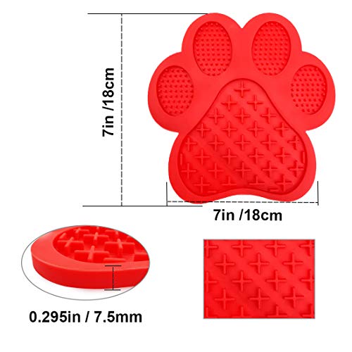 Dog Lick Pad, Dog Washing Distraction Device, Slow Eating Cute Pet Mat with Super Suction for Dogs Licking Peanut Butter, Pet Bathing, Grooming Training (red) - color: Red