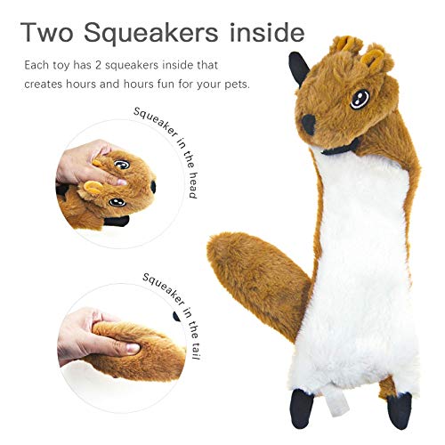 SHARLOVY Dog Squeaky Toys 5 Pack, Pet Crinkle Toy No Stuffing Animals Plush - color: 5 Pack, size: Large