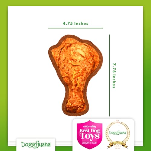 Doggijuana Mini Tuffer Chewer Dog Toy, Chicken Wing | Plush, Squeaky - size: Mini, style: Chicken Wing