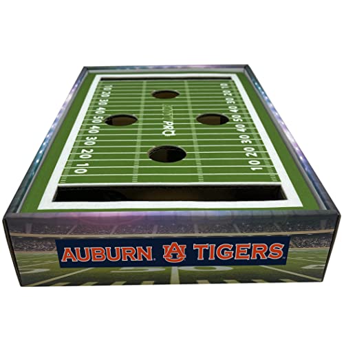 Pets First NCAA Auburn Tigers Cat Scratcher Box, Game Day Cat Toy, NCAA Football Field Designed Cat Scratcher and Lounge, Stimulating Cat Game - color: Auburn Tigers