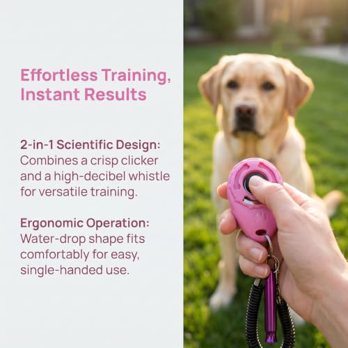 Dog Training Clicker, dog training & behavior aids, dog training kit (Pink) - color: Pink