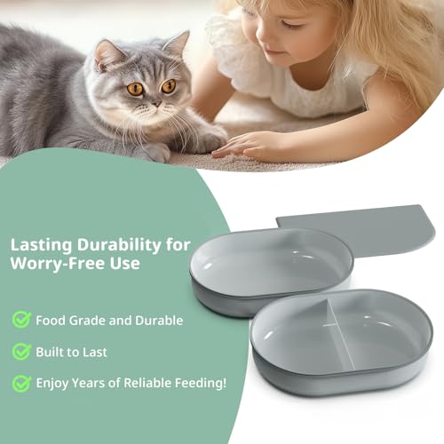 Bowl & Mat Set for Automatic Microchip Cat Pet Feeder, Sealing Ring Design for Keeping Food Fresh and Reducing Odor, Easy to Clean(Grey) - color: Grey Bowls