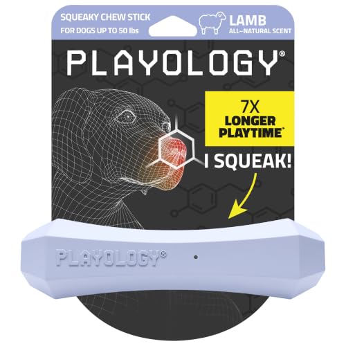 Playology Squeaky Chew Stick - Scented Dog Toy - Medium, Lamb Scent - size: Medium, style: Lamb