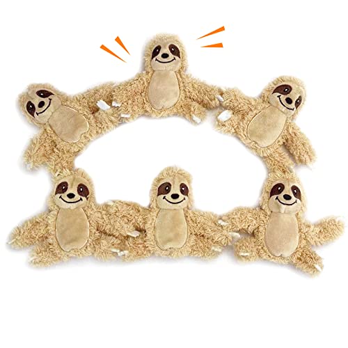 Interactive Squeaky Dog Toy, Replacement Animals Sloth Pack of 6 - size: Replacement Animals - Pack of 6, style: Sloth