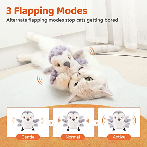 Potaroma Cat Toys Flapping Bird (No Flying), Lifelike Sandpiper Chirp Tweet, Rechargeable Touch Activated Kitten Toy Interactive Cat Exercise Toys for All Breeds Cat Kicker Catnip Toys 4.0" - style: Male Sandpiper