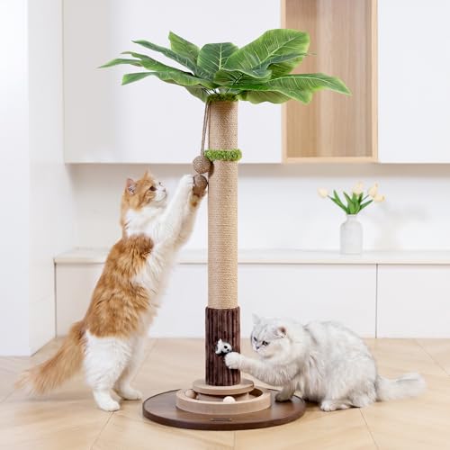 Woochpet 35"Cat Scratching Posts For Indoor Cat,Cat Scratcher With Cat Toys - color: Brown