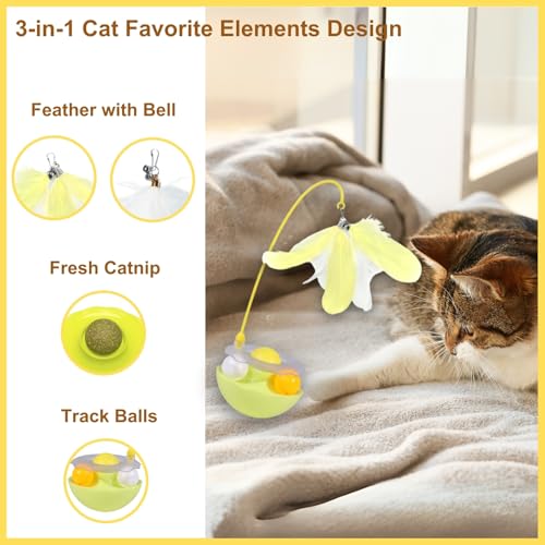 Interactvie Cat Wobble Ball Enrichment Toys, Yellow