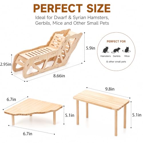 3-Piece Hamster Platform Set, Hamster Cage Accessories for Small Pets
