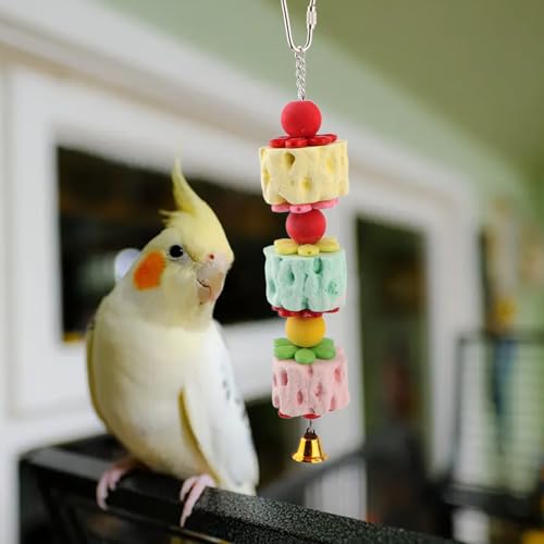 Wontee Bird Calcium Chew Grinding Treats Toy for Parrots (Medium-9.8") - size: Medium-9.8"