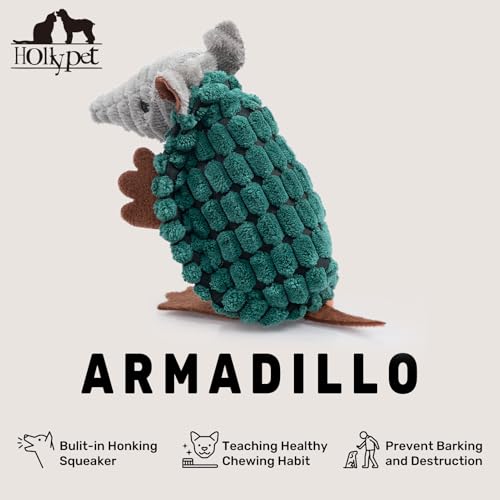 Hollypet Armadillo Squeaky Puppy Dog Toys for Small Medium Dogs, 6" - color: Deep Green, size: 6 IN