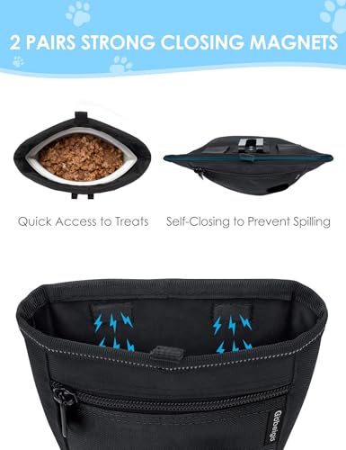 Gobeigo 2 Cup Dog Treat Pouch with Silicone Insert Bag& Clicker(Raven) - color: B-Raven