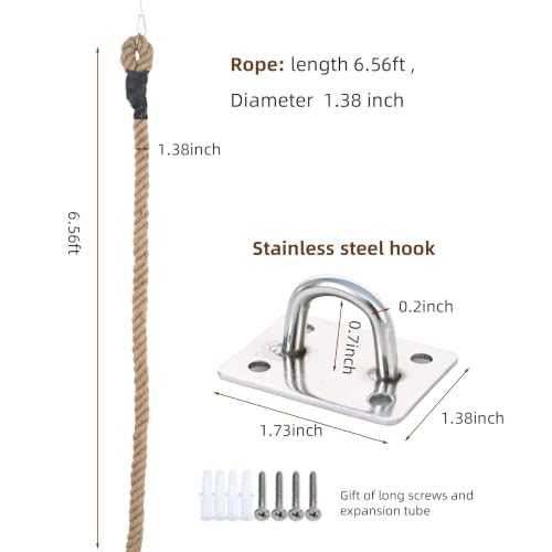 1.38" x 6.56Ft Cat Climbing Rope for Ceiling & Wall Mounted,Cat Climbing Sisal Rope Furniture Pole Scratching Post for Indoor and Outdoor Cats Scratching Playing