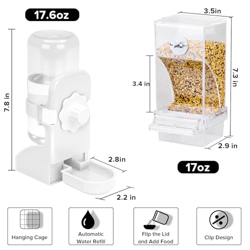 Lemtrflo No Mess Bird Feeder Water Dispenser Set, Automatic Bird Feeder - color: White