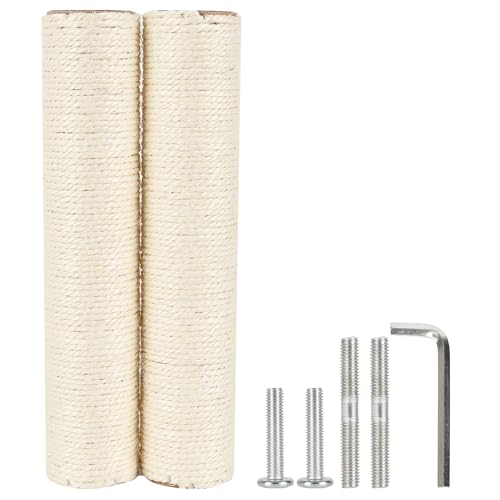 7.4cm 2.91in Diameter Cat Tree Scratching Post Replacement Sisal Pole Parts for Cat Tower (M8, 13.78in/35cm) - color: 13.78in/35cm, size: M8*2posts