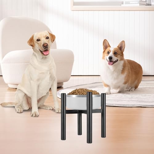 PROERR Lifted Dog Bowl Stand - Without Bowls, Single Raise Pet Food Table Adjustable Wide 6-10", Tall 8 10 12" - Bowl Stand Size Optional, Dog Bowls Holder Elevated for Small Medium Large Dogs Breed - size: Small-HIGH-8IN