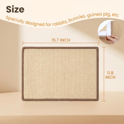 1 Pcs Natural Sisal Rabbit Scratching Pad, Bunny Mat & Chew Toy for Teeth Care & Nail Health, Cage Bedding for Indoor Rabbits, Guinea Pigs (16 x 12 Inches)