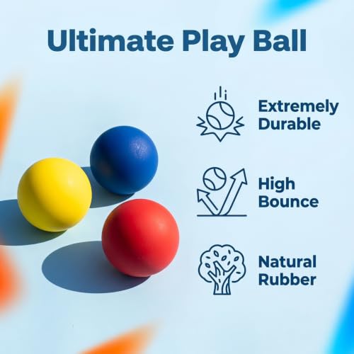Indestructible Solid Rubber Ball for Dog, 3 Pack 2.5In