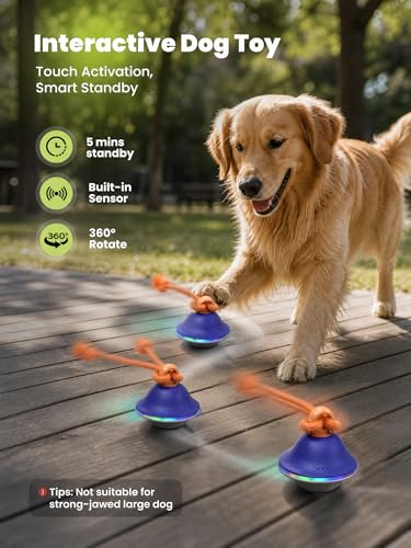 Interactive Dog Toy, 3 Play Modes Smart Moving Bouncing Dogs Ball with Rope - color: Orange-1