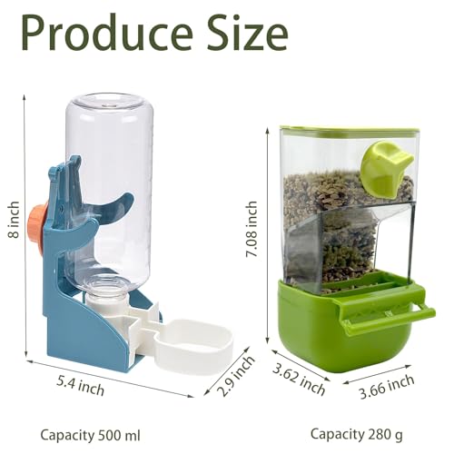 Automatic Bird Feeder for Cage No Mess Bird Feeder Water Dispenser Set - color: Green + Blue