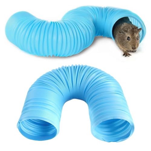 2 Pack Hamster Tunnel Ferrets Fun Tunnels Foldable Exercising Training Tubes Hideout Pipe Toy for Guinea Pigs Chinchillas Gerbils Mouse Rabbit Small Animal Pet Rats