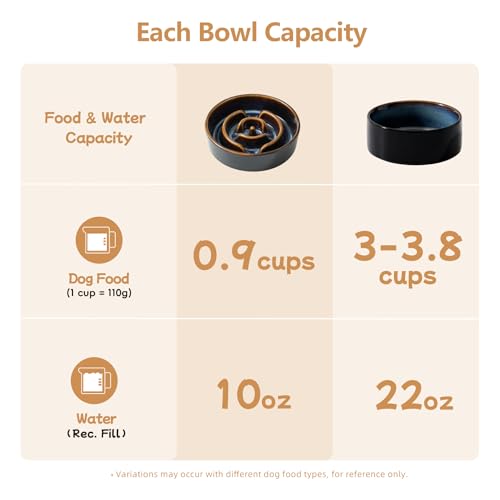 Havniva Raised Slow Feeder Dog Bowls, Elevated Dog Bowls Slow Feeder Set - color: 2 x Starry Sky + Stand - A, size: S- 6.1inch / 0.9 Cups