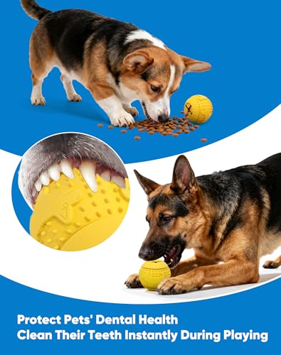 Treat Dispensing Dog Toy Ball, Puzzle Slow Feeder Puppy Toy, 3'' Yellow