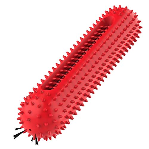 petizer Dog Squeaky Toy for Aggressive Chewers, Tough Toothbrush Dental Dog Chew Toy, Durable Rubber Toy for Pet Training, Dog Teeth Cleaning, Playing and Chewing for Medium & Large Breeds