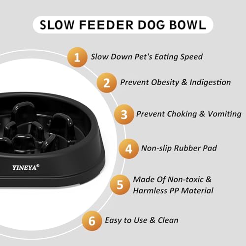 YINEYA Anti-Choking Slow Feeder Dog Bowls Small Size Dog, Slow Feeder Cat Bowl, Supplies and Puzzle for Pet - color: G - Black, size: Small