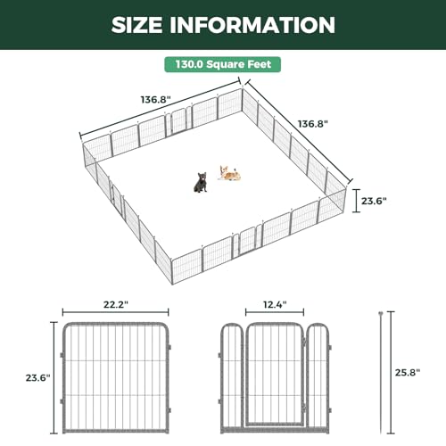 FXW Aster Dog Playpen Designed for Yard, 24"H, 24 Panels - size: 24"H & 24 Panels
