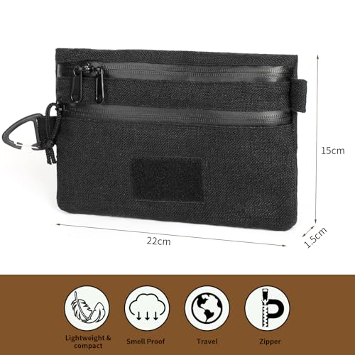 Smell Proof Bag and Stash Box - Premium Case With Lock, Combination Locking Container With Zippers and Removable Dividers - Black